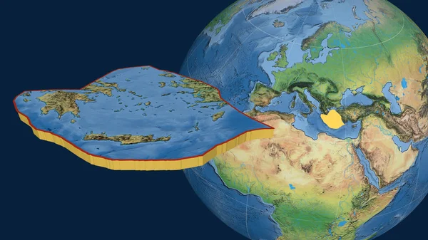 Тектоническая Плита Эгейского Моря Экструдирована Представлена Земном Шаре Природная Топографическая — стоковое фото