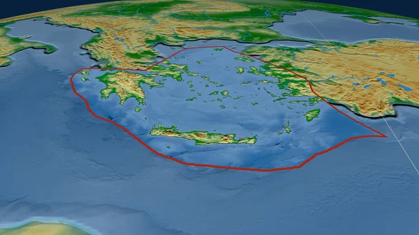 Piastra Tettonica Del Mar Egeo Delineata Sul Globo Mappa Fisica — Foto Stock