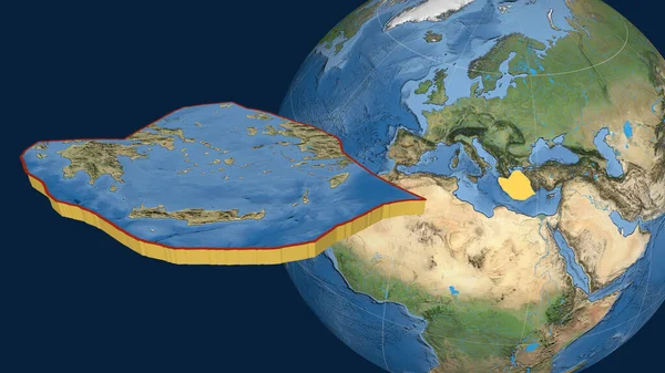 Placa Tectónica Mar Egeu Extrudida Apresentada Contra Globo Imagens Satélite — Fotografia de Stock
