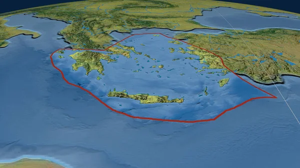 Piastra Tettonica Del Mar Egeo Delineata Sul Globo Mappa Topografica — Foto Stock