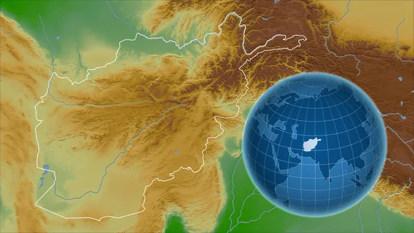 Afghanistan Globe Avec Forme Pays Contre Carte Zoomée Avec Son — Photo