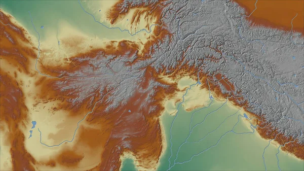 Afeganistão Perspectiva Close País Sem Esboço Mapa Topográfico Relevo — Fotografia de Stock