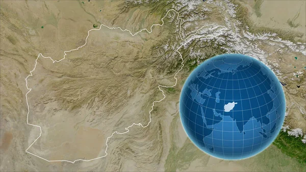 Afghanistan Globo Con Forma Del Paese Contro Mappa Ingrandita Con — Foto Stock
