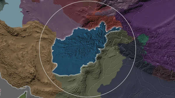 Διευρυμένη Περιοχή Του Αφγανιστάν Που Περιβάλλεται Από Έναν Κύκλο Στο — Φωτογραφία Αρχείου