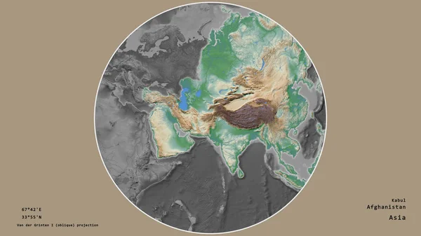 Area Dell Afghanistan Centrato Nel Cerchio Che Circonda Suo Continente — Foto Stock