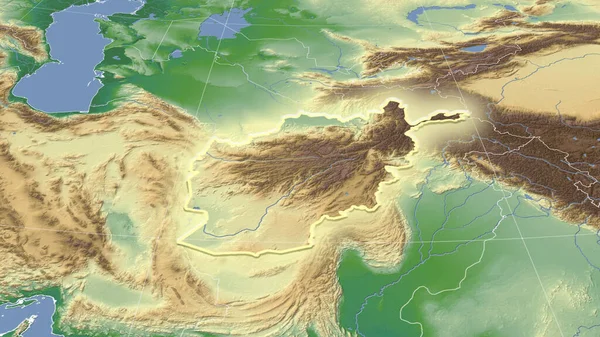 Афганістан Його Околиці Віддалена Перспектива Виблискує Форма Фізична Карта — стокове фото