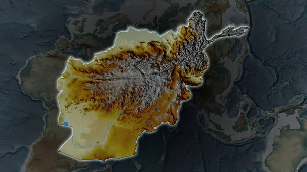 Obszar Afganistanu Powiększył Się Świecił Ciemnym Tle Swojego Otoczenia Mapa — Zdjęcie stockowe