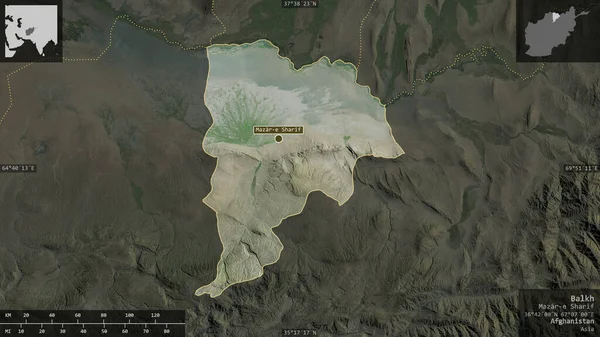 Balkh Provincia Afganistán Imágenes Satélite Forma Presentada Contra Área País — Foto de Stock