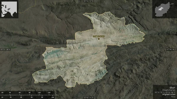 Ghor Provinz Afghanistan Satellitenbilder Gestalt Die Sich Mit Informativen Überlagerungen — Stockfoto