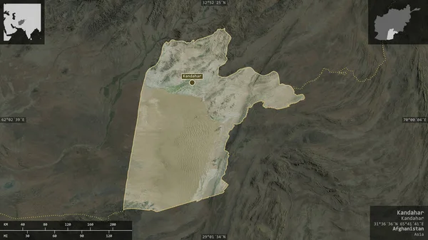 Kandahar Provincia Afganistán Imágenes Satélite Forma Presentada Contra Área País — Foto de Stock