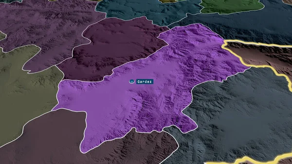 Paktíja Provincie Afghánistán Přiblížila Zvýraznila Kapitálem Barevná Poďobaná Mapa Administrativního — Stock fotografie