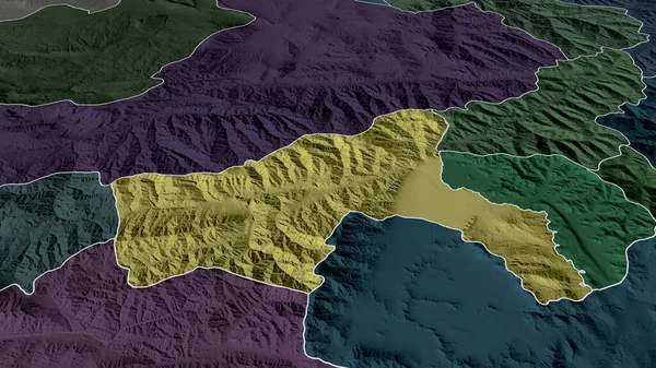 Parwan Province Afghanistan Zoomed Highlighted Colored Bumped Map Administrative Division — Stock Photo, Image