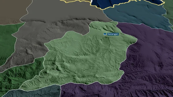 Samangan Provincie Afghánistán Přiblížila Zvýraznila Kapitálem Barevná Poďobaná Mapa Administrativního — Stock fotografie