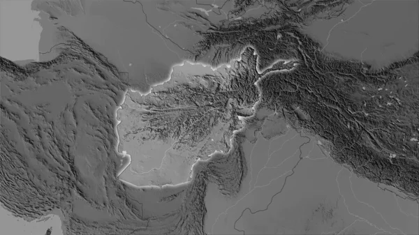 Afganistán Mapa Elevación Escala Grises Proyección Estereográfica Composición Cruda Capas — Foto de Stock