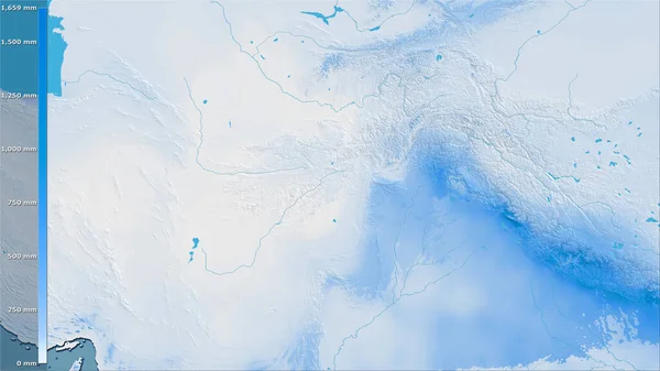 Afganistan Bölgesindeki Sıcak Çeyrekliğin Efsanevi Stereografik Projeksiyonla Yağışı Raster Tabakalarının — Stok fotoğraf