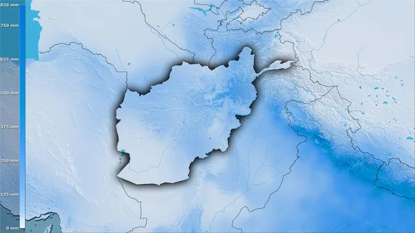 Précipitation Mois Humide Dans Zone Afghanistan Dans Projection Stéréographique Avec — Photo