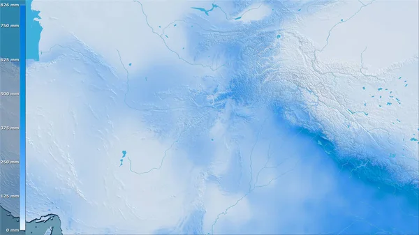 阿富汗地区内带图例的立体投影雨天降水量 栅格层的原始成分 — 图库照片