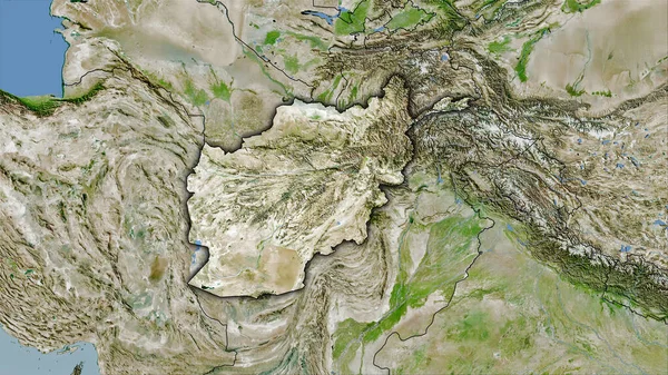 Obszar Afganistanu Satelicie Mapa Projekcji Stereograficznej Surowa Kompozycja Warstw Rastrowych — Zdjęcie stockowe