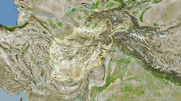 Obszar Afganistanu Satelicie Mapa Projekcji Stereograficznej Surowa Kompozycja Warstw Rastrowych — Zdjęcie stockowe