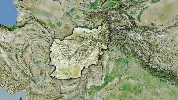 Obszar Afganistanu Mapie Satelitarnej Projekcji Stereograficznej Surowa Kompozycja Warstw Rastrowych — Zdjęcie stockowe