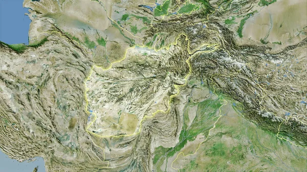 Zone Afghanistan Sur Carte Satellite Dans Projection Stéréographique Composition Brute — Photo