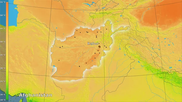 Efsanevi Stereografik Projeksiyonda Afganistan Bölgesinde Yıllık Ortalama Sıcaklık Değişimi Ana — Stok fotoğraf