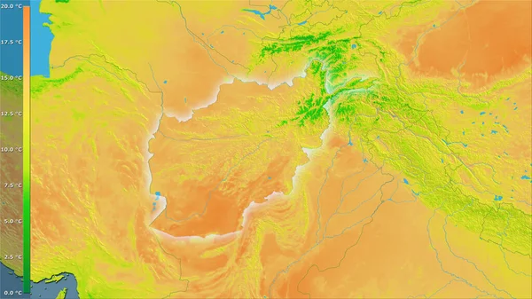 Variación Media Temperatura Diurna Dentro Del Área Afganistán Proyección Estereográfica — Foto de Stock