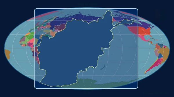 Przybliżony Obraz Afganistanu Przedstawiający Linie Perspektywiczne Stosunku Globalnej Mapy Projekcji — Zdjęcie stockowe