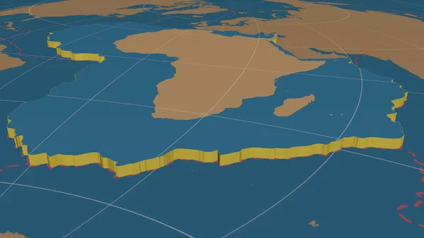 Afrikaanse Tektonische Plaat Vergroot Geëxtrudeerd Globale Vormen Alleen Land Oceaan — Stockfoto