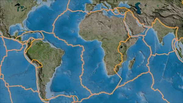 Τεκτονικές Πλάκες Οριοθετούνται Στον Χάρτη Των Περιοχών Που Γειτνιάζουν Την — Φωτογραφία Αρχείου