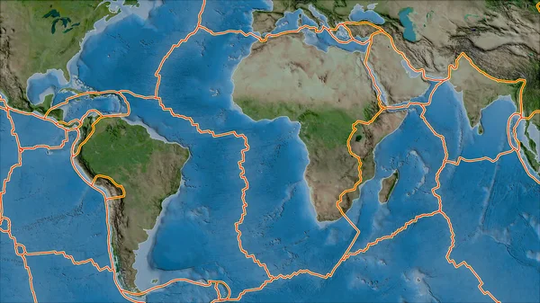 Les Plaques Tectoniques Bordent Satellite Carte Des Zones Adjacentes Zone — Photo