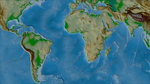 Neighborhoods African Tectonic Plate Physical Map Van Der Grinten Projection — Stock Photo, Image