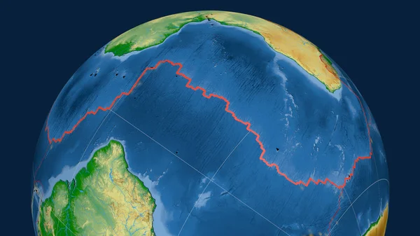 Африканская Тектоническая Плита Очерченная Земном Шаре Цветная Физическая Карта Рендеринг — стоковое фото