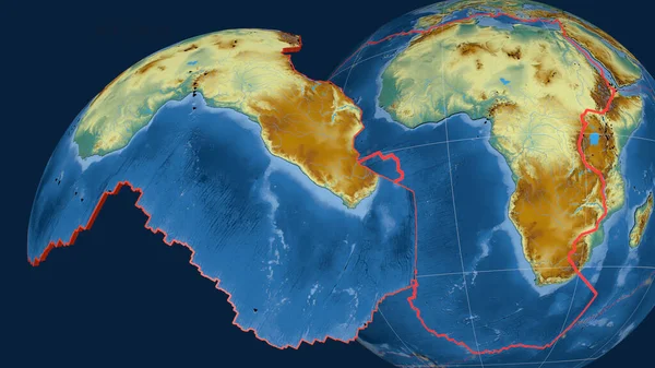 Placa Tectónica Africana Extruida Presentada Contra Globo Mapa Topográfico Relieve —  Fotos de Stock
