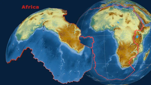 Africká Tektonická Destička Popisovala Protlačovala Prezentovala Proti Zeměkouli Topografická Reliéfní — Stock fotografie