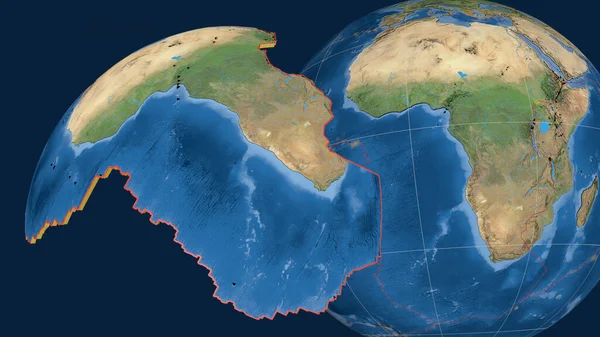 Αφρικανική Τεκτονική Πλάκα Εξωθείται Και Παρουσιάζεται Ενάντια Στην Υδρόγειο Δορυφορικές — Φωτογραφία Αρχείου