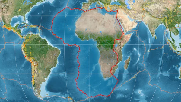 Africká Tektonická Deska Nastíněná Globálních Satelitních Snímcích Projekci Kavrayskiy Vykreslování — Stock fotografie