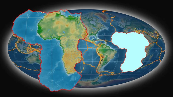 Африканська Тектонічна Плита Була Витягнута Представлена Глобальній Кольоровій Фізичній Карті — стокове фото