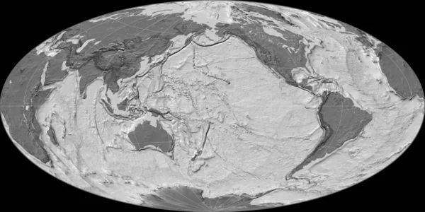 Mapa Del Mundo Proyección Aitoff Centrado 170 Longitud Oeste Mapa — Foto de Stock