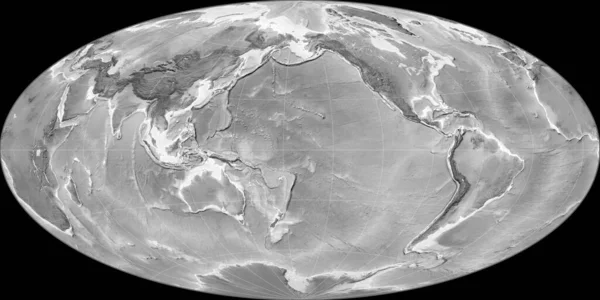 Карта Мира Проекции Айтоффа Сосредоточена 170 Западной Долготе Карта Возвышенности — стоковое фото