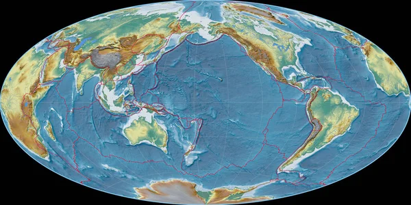 Карта Світу Проекції Айтова Зосереджена 170 Довготах Західної Довготи Карта — стокове фото