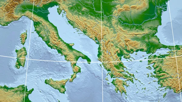 Albania Quartiere Prospettiva Lontana Senza Contorno Mappa Fisica Colori — Foto Stock