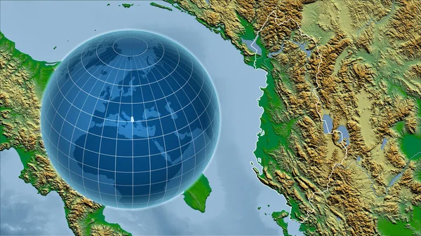 Albanie Globe Avec Forme Pays Contre Carte Zoomée Avec Son — Photo