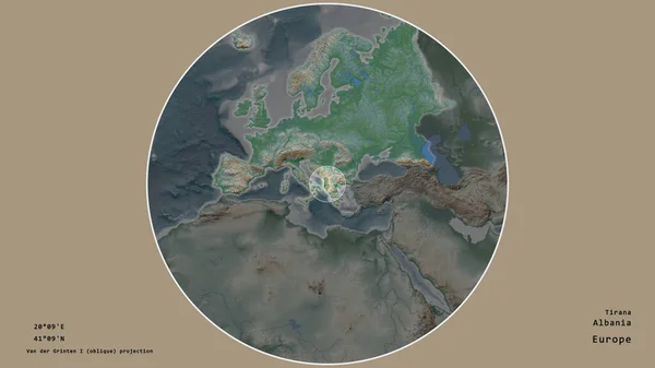 Zona Albania Marcada Con Círculo Mapa Gran Escala Del Continente — Foto de Stock