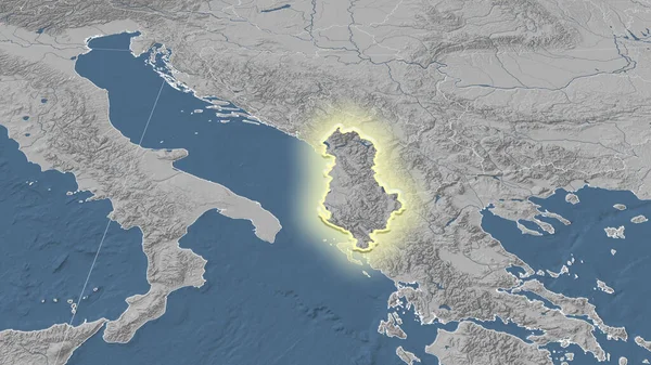 Албанія Околиці Віддалена Перспектива Виблискує Форма Мапа Висот — стокове фото