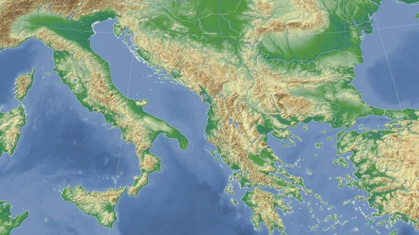 Албанія Околиці Дистанційна Перспектива Обрисів Фізична Карта — стокове фото