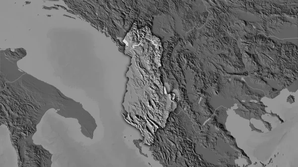 Albanië Gebied Hoogteplattegrond Twee Niveaus Stereografische Projectie Rauwe Samenstelling Van — Stockfoto