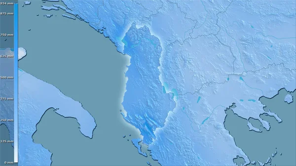 Précipitation Des Quartiers Les Humides Zone Albanie Dans Projection Stéréographique — Photo