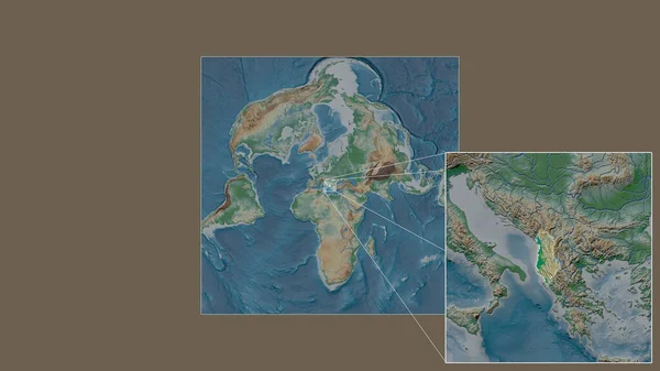 Расширенная Увеличенная Территория Албании Добытая Крупномасштабной Карты Мира Ведущими Линиями — стоковое фото