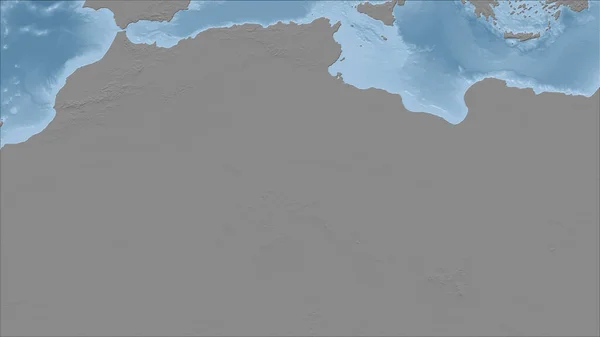 Argélia Perspectiva Close País Sem Esboço Mapa Elevação Escala Cinza — Fotografia de Stock